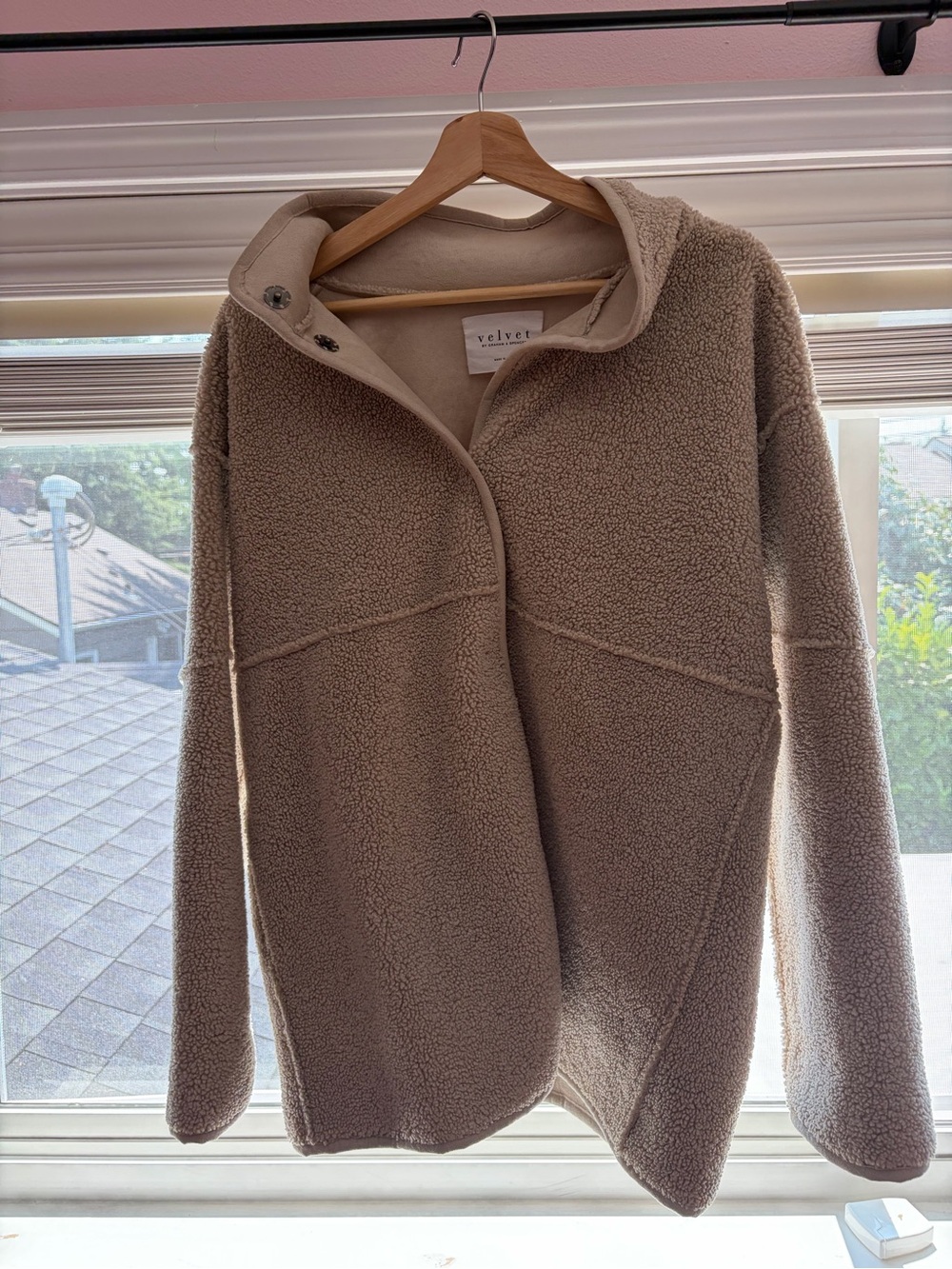 Velvet by Graham & Spencer Ecru Ambany Lux Sherpa Reversible Jacket